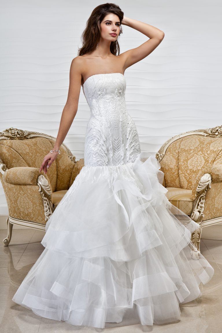 Robe de mariée sirène à volants