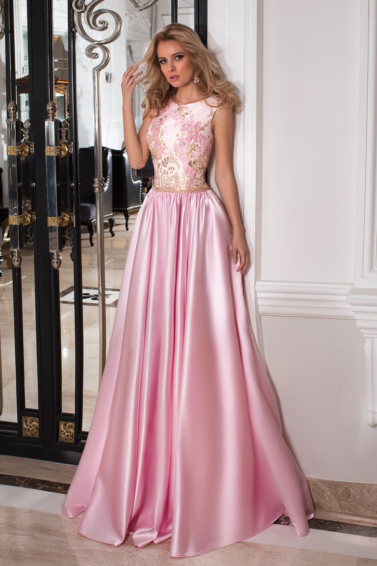 Robe de soirée bustier dentelle rose