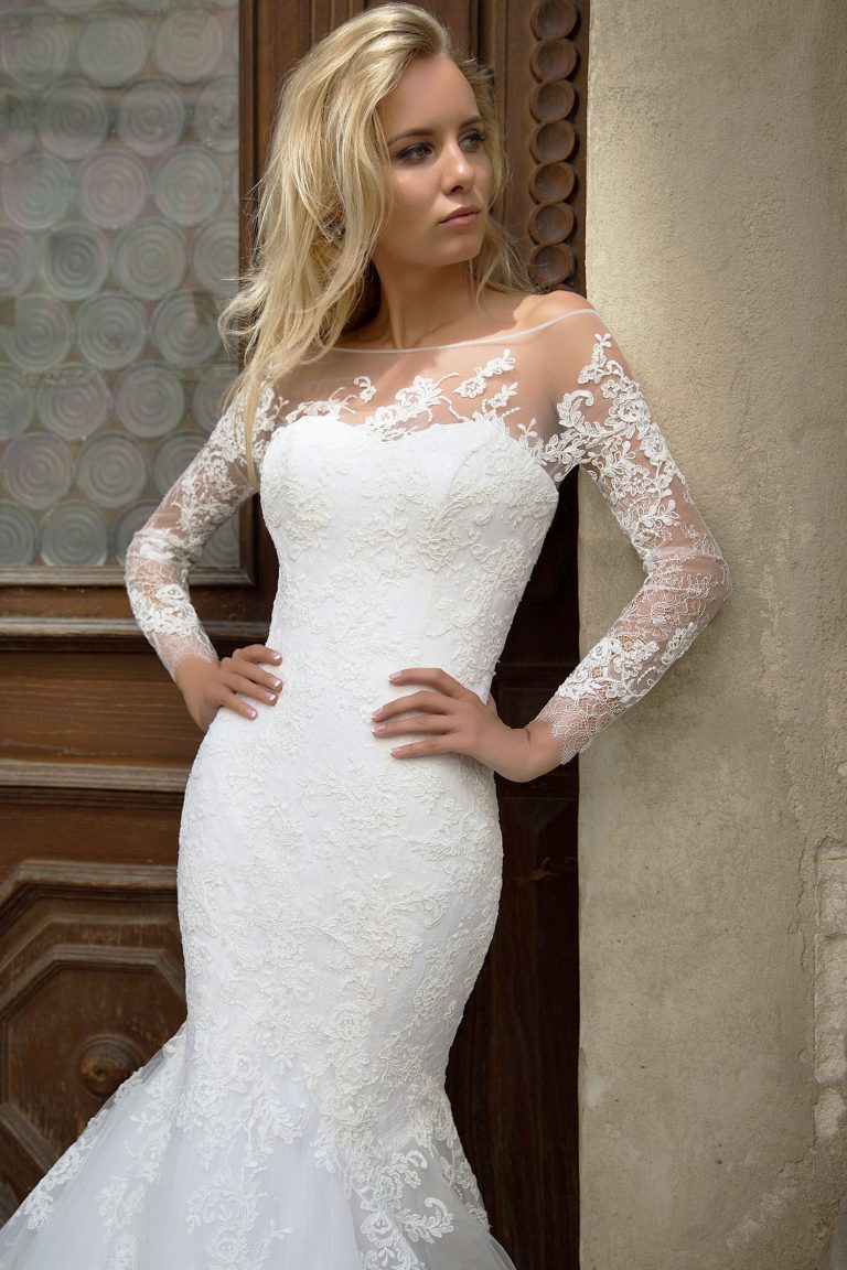 Robe de mariée sirène manches longues