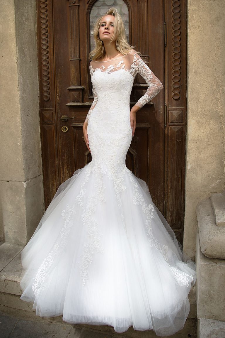 Robe de mariée sirène manches longues