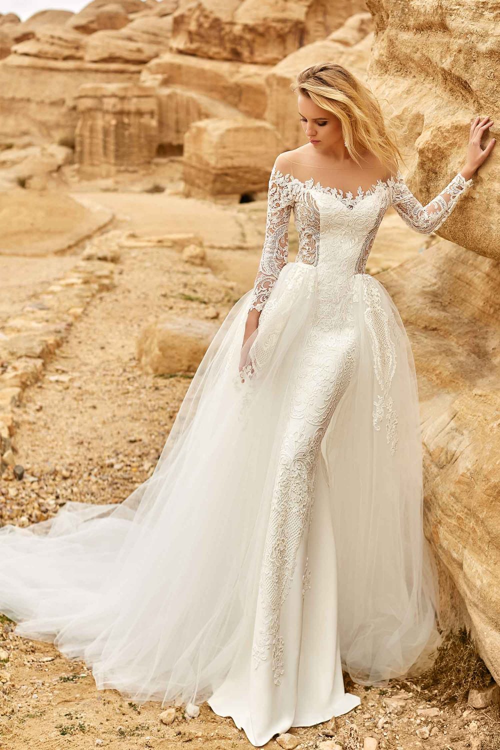 Robe de mariée de luxe avec traîne amovible