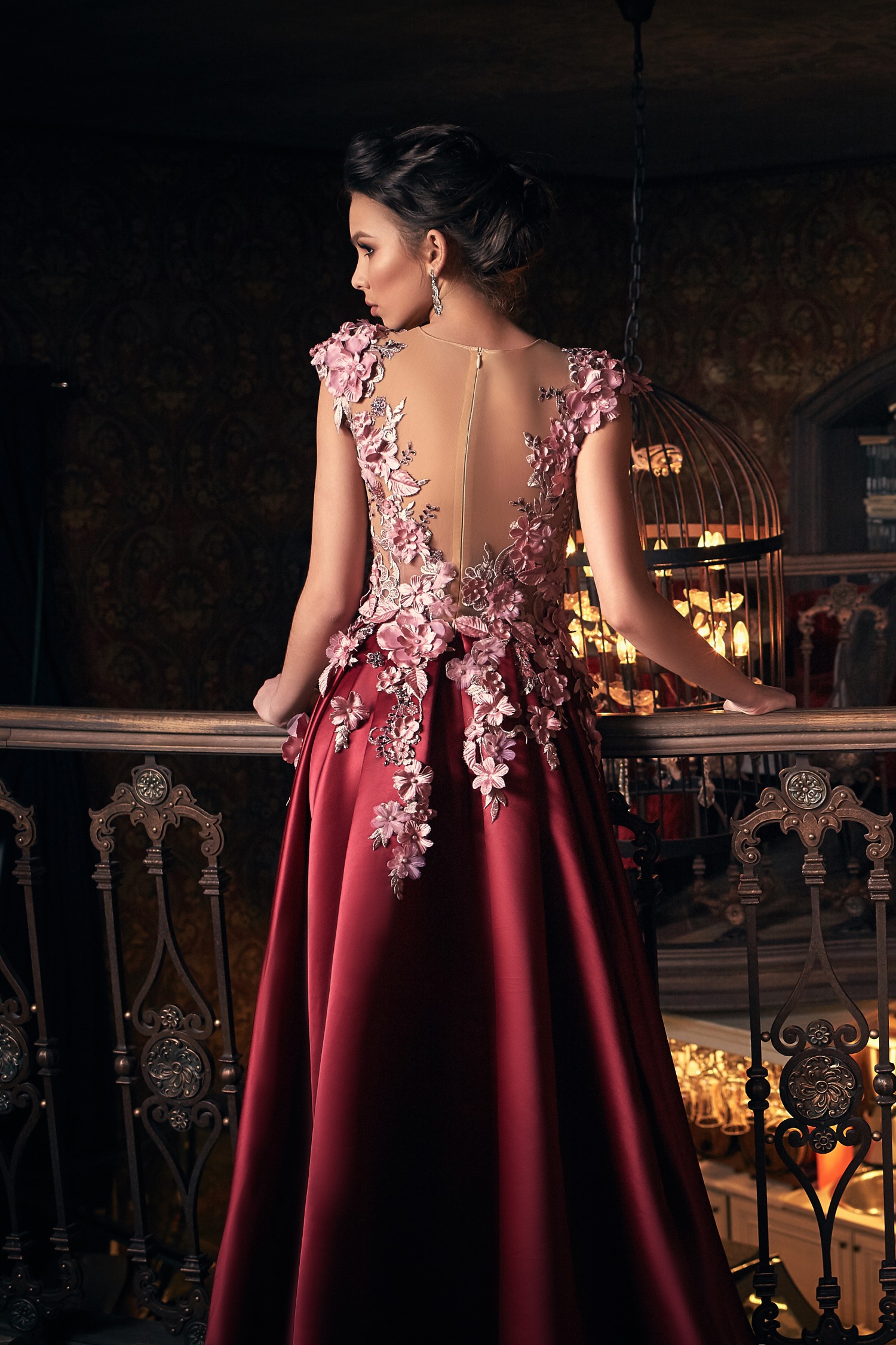 robe de soirée luxe rose et pourpre Paris