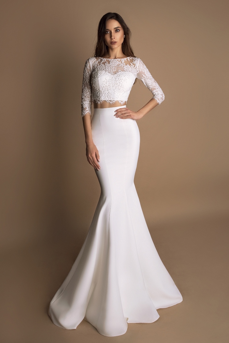 robe de mariee fourreau avec manches longues