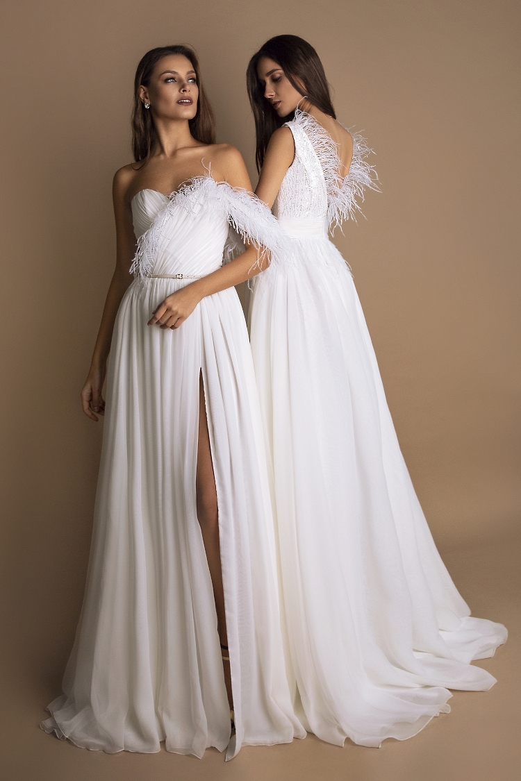 Robe de sales mariée avec plume