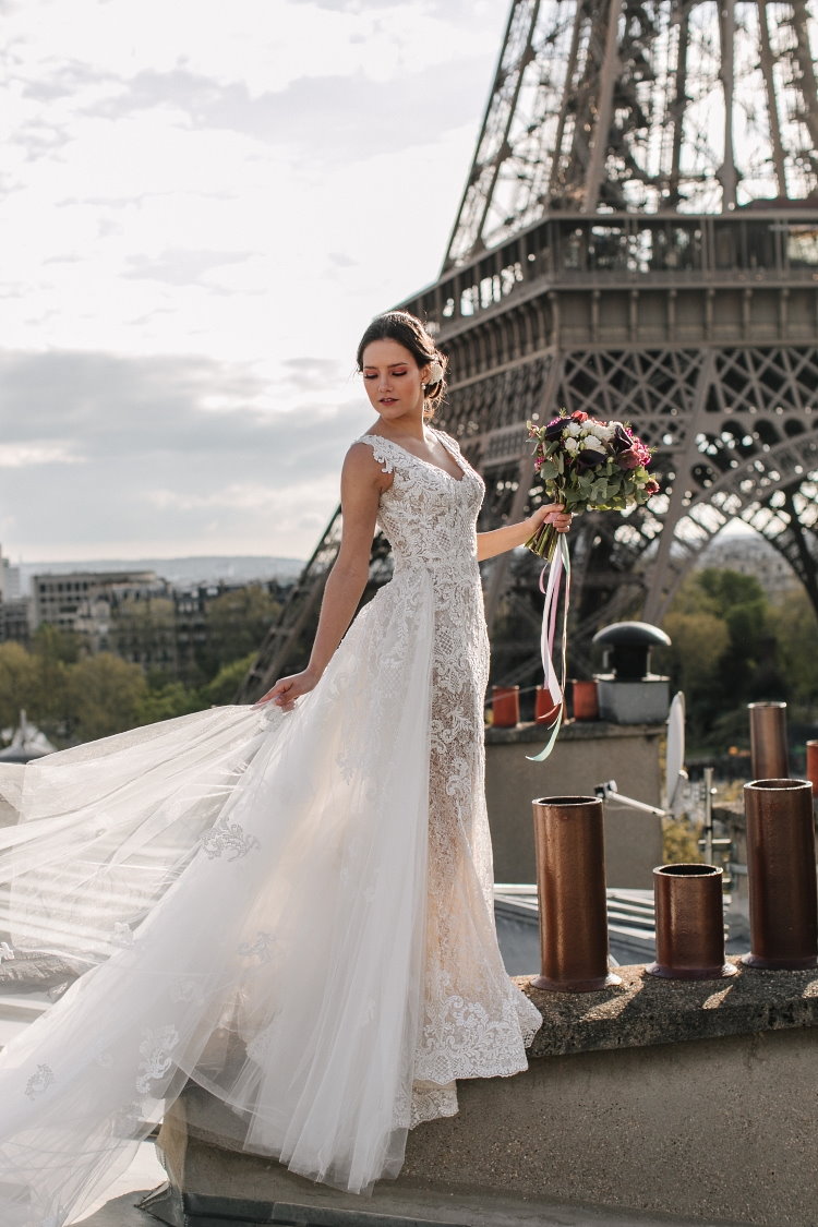 Robe de mariée traîne amovible