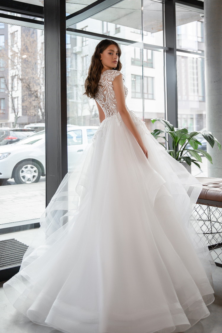 robe de mariee tulle de soie bouillonne