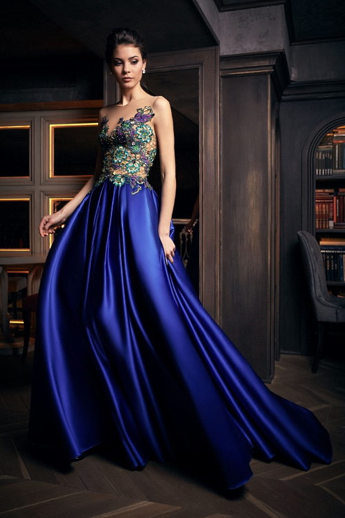 Robe de soirée longue bleue