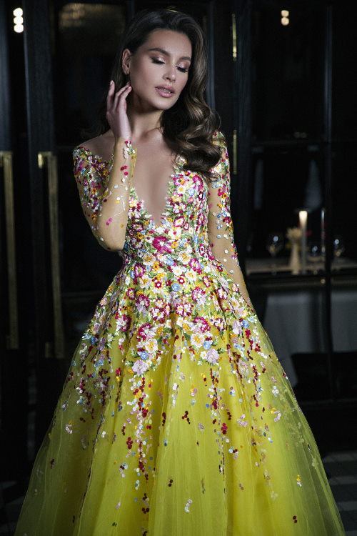 Robe de soirée multicolore