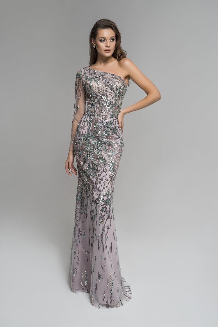 robe de soiree asymetrique avec sequins