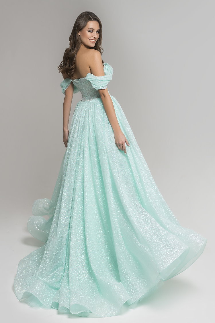 robe de soiree pailletee vert tendre