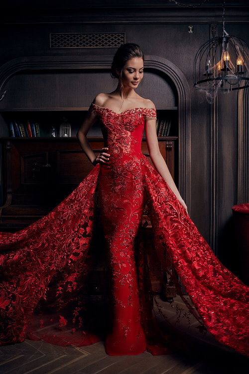 Robe de soirée longue rouge sirène