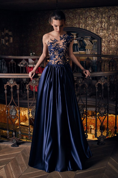 Robe de soirée de luxe bleu nuit