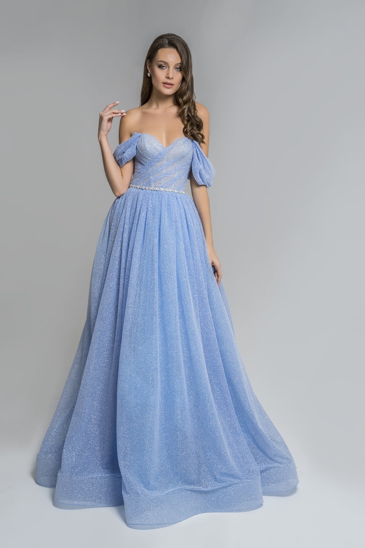 robe pailletee habille bleue - soiree ceremonie mariage gala