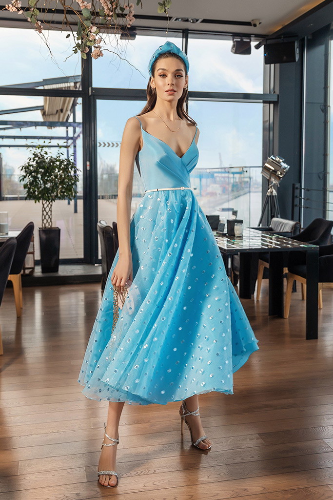 robe de cocktail bleu turquoise