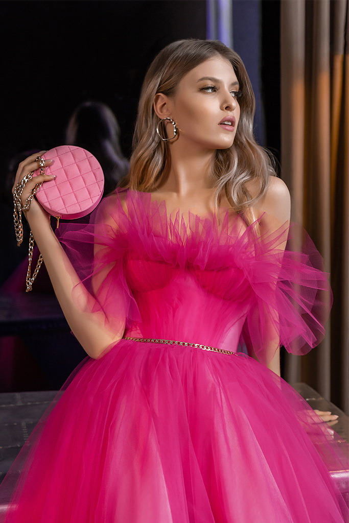 robe de soiree rose barbie fuschia