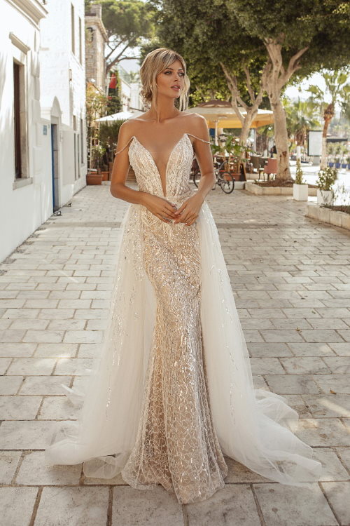 Robe de mariée traîne amovible