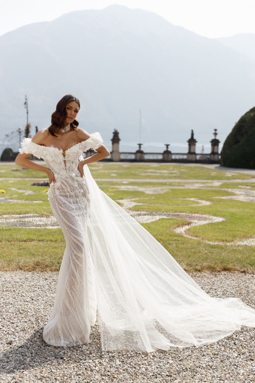 Robe de mariée encolure Bardot