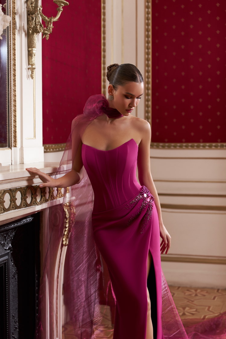 robe de soiree pourpre sur mesure